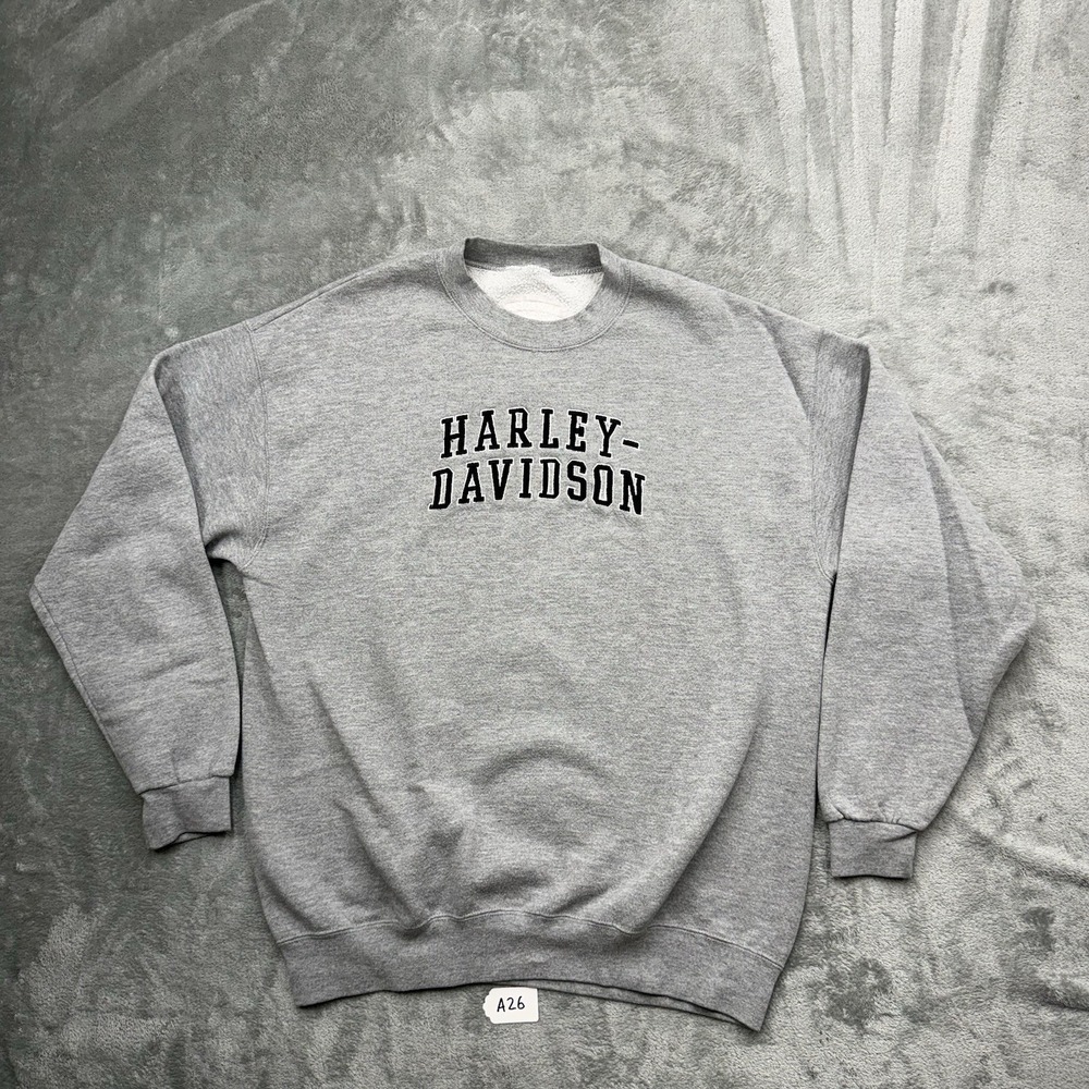 Vintage Harley Davidson Embroidered Crewneck Sweatshirt Gray Size Large